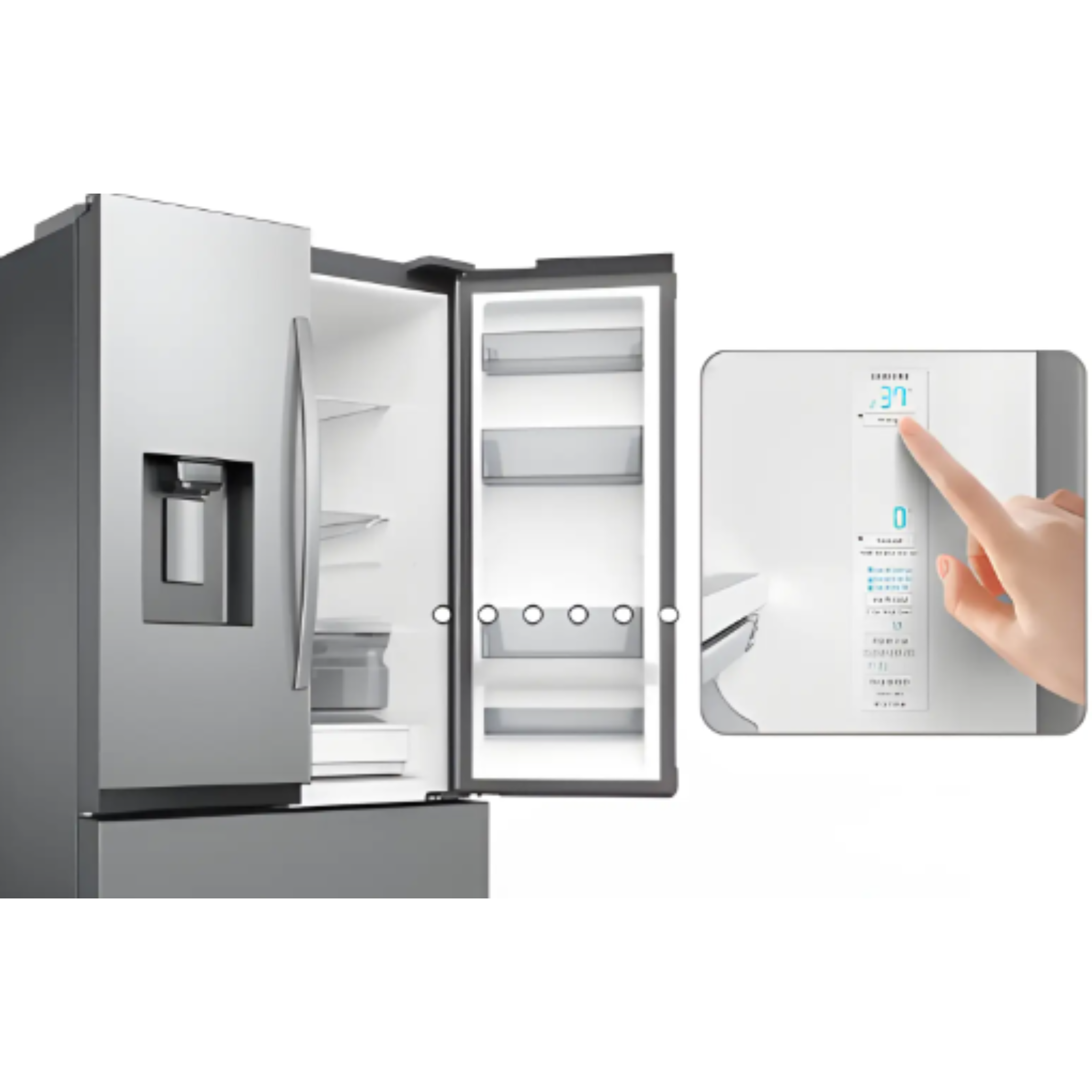 LuxChill Stainless Steel Refrigerator with Interactive Screen